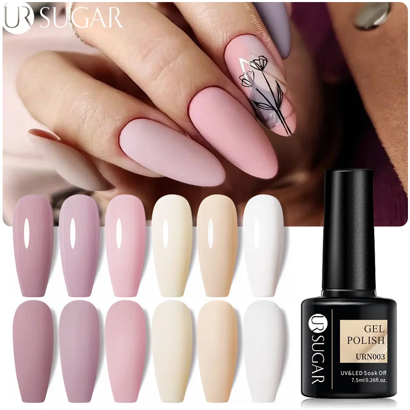 

UR SUGAR 7.5ml Nude Color Nail Gel Polish Semi Permanent Varnish Soak Off UV Gel Nail Polish All For Manicure Nails Art Design