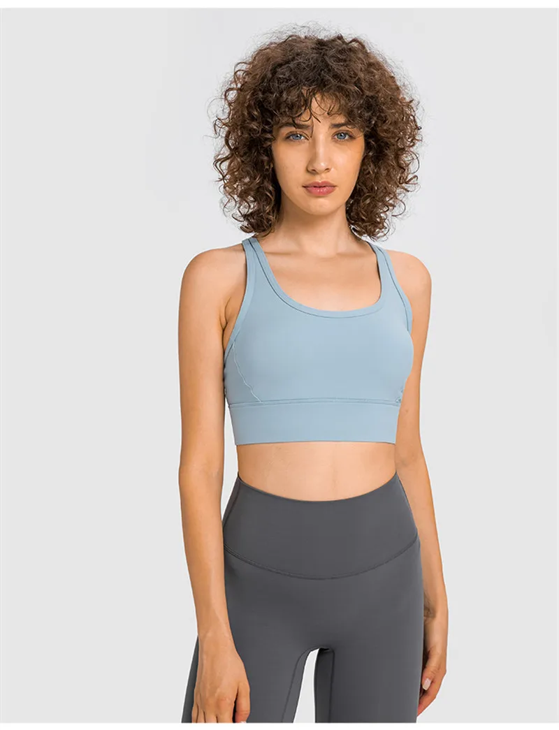2022soild Color Fitness Bra Cross Beauty Back Mesh Breathable Sexy Women Yoga Vest Tight Sport Tank Top With Removable Chest Pad