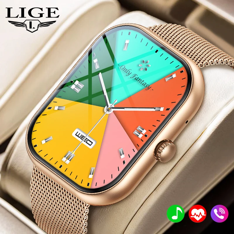 

LIGE New 2.01 inch Smart Watch Women Smartwatch Sports Waterproof Health Monitor Connected Phone For Android IOS Women Wristwatc