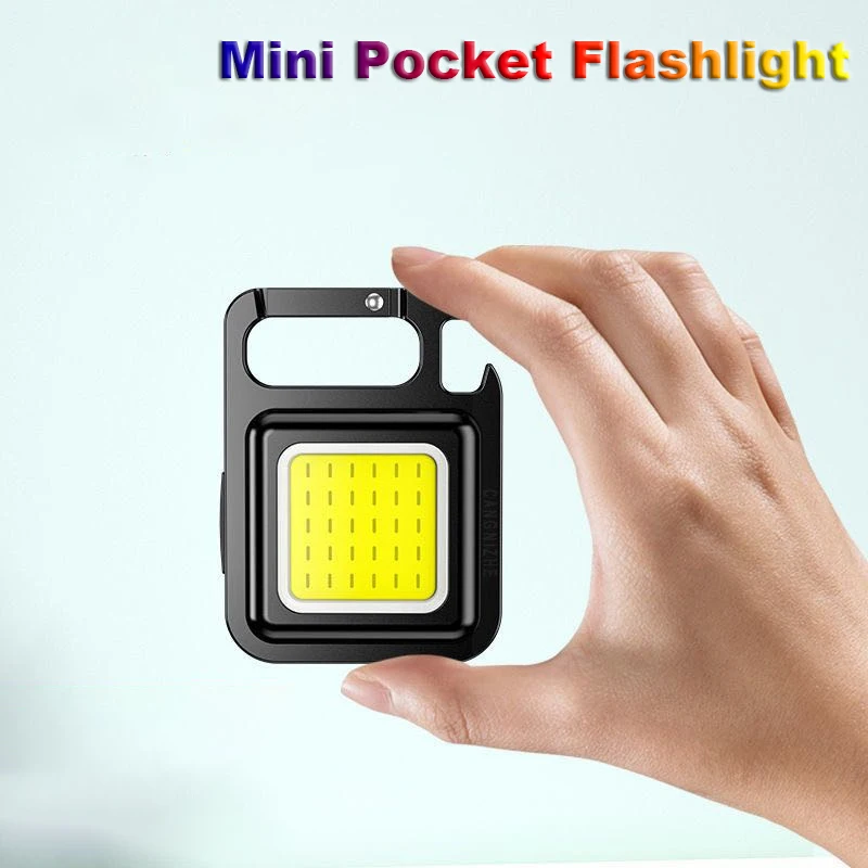 

Мини-брелок с монолитным блоком светодиодов, карманный перезаряжаемый Водонепроницаемый светодиодный фонарь с открывалкой для бутылок, мощный магнитный светильник для лагеря