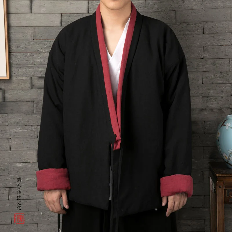 

Мужская модная Толстая хлопковая куртка MRGB, осенне-зимняя однотонная Повседневная Теплая мужская куртка в китайском стиле, Мужское пальто ...