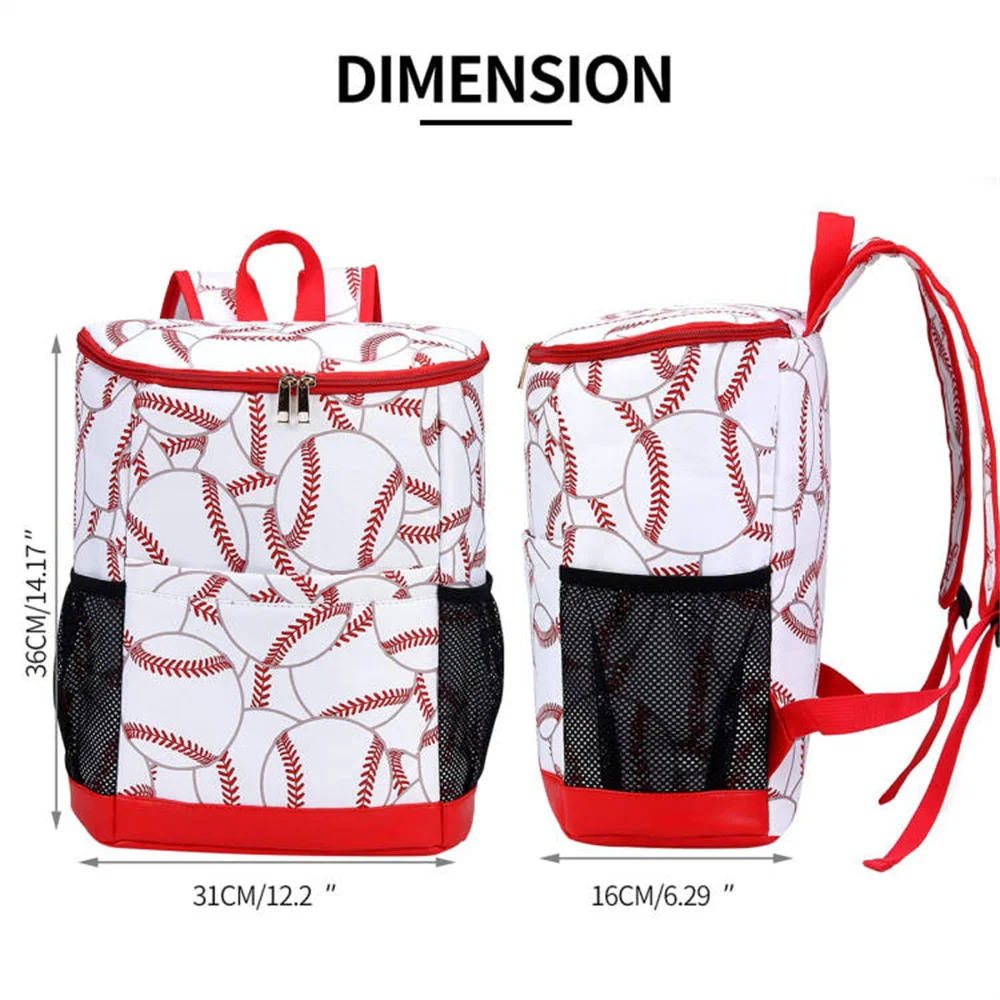 Baseball Cooler Backpacks Summer Yellow/White Waterproof Summer Cooler TotesCamping Lunch Bag Travel Large Capacity Bag 103