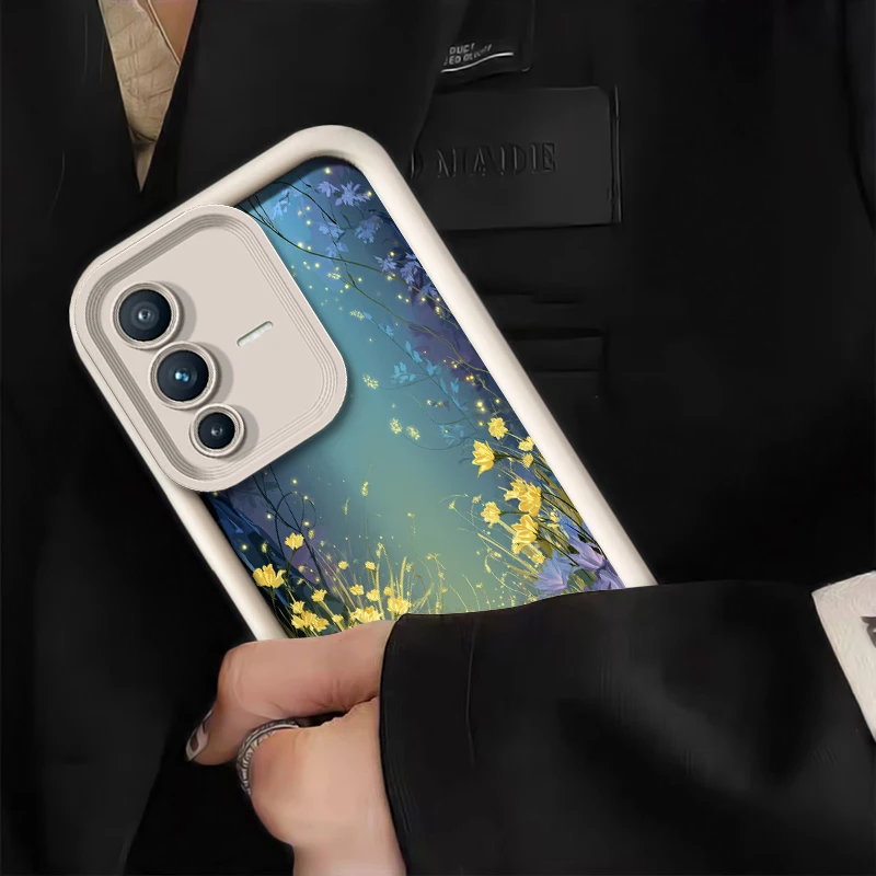 Фото Силиконовый чехол с цветочным принтом для Vivo V60 V30 SE V30E V29E V50 V40 Pro V29 V27E V27 V25, мягкий противоударный матовый защитный бампер №3