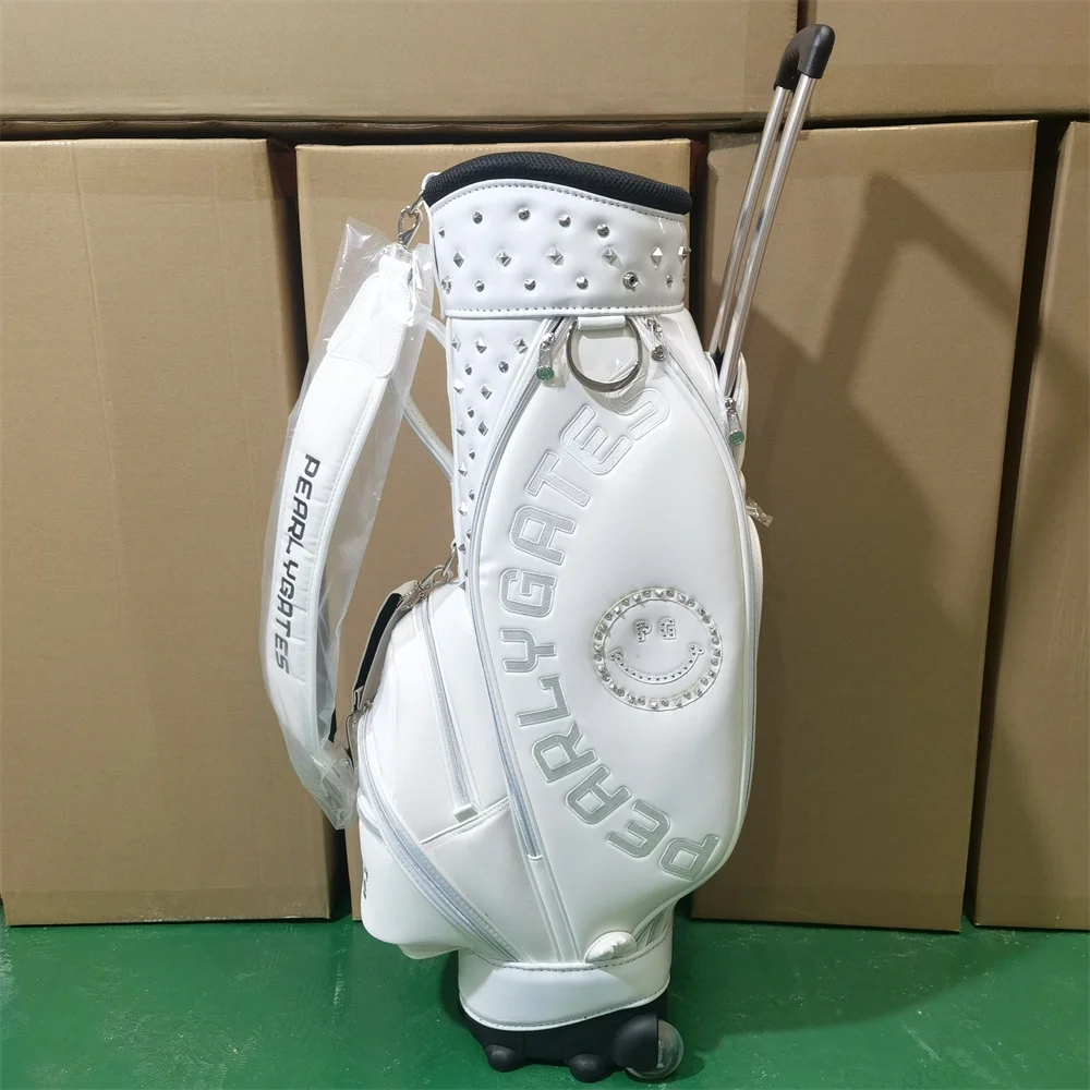 

PEARLY GATES Golf Bag PEARLYGATES Caddy Package with Wheels Trolley White Black Lady Men Golf Clubs Tour Bags