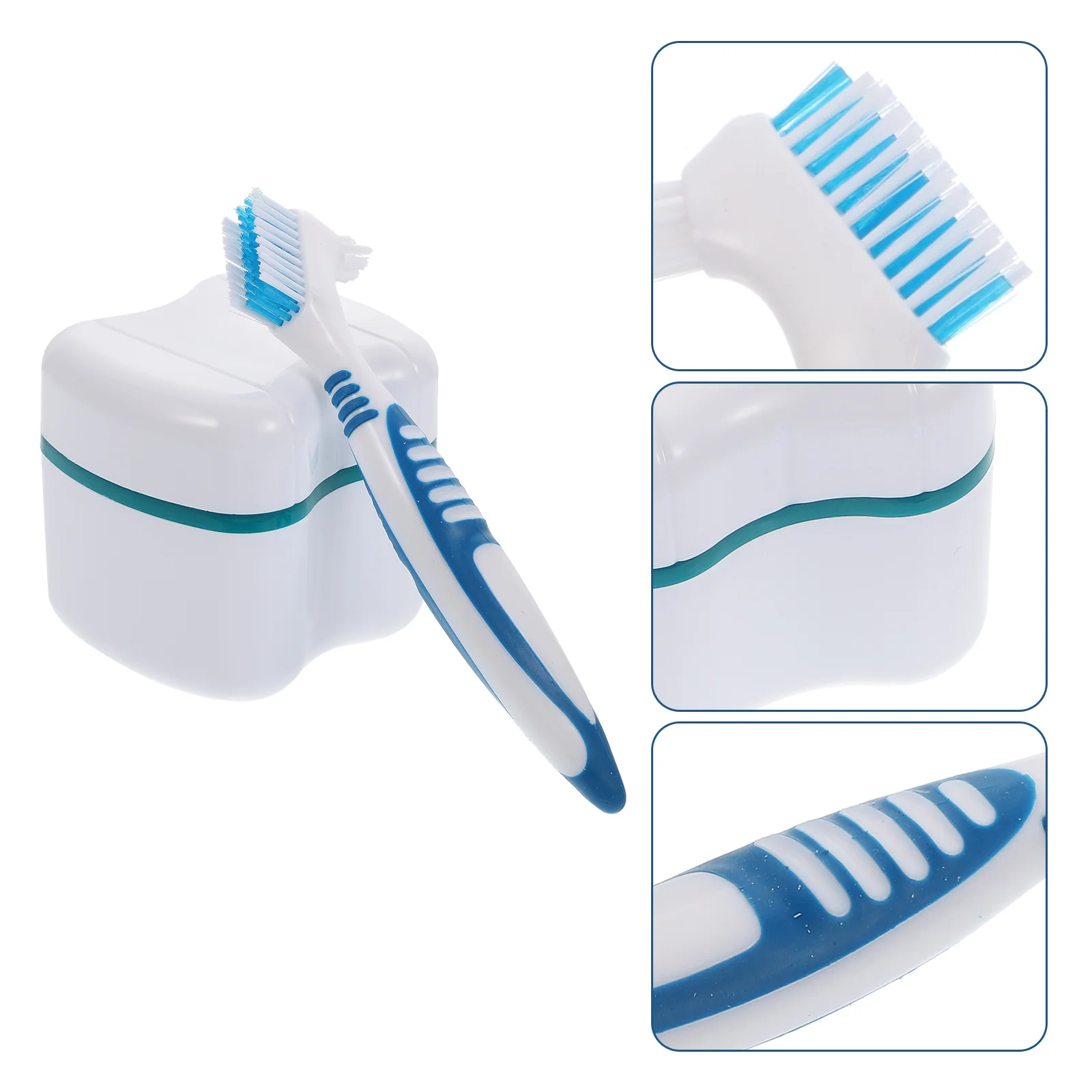 

Practical Simple Dual Head Brush Brush with Box Denture for Home