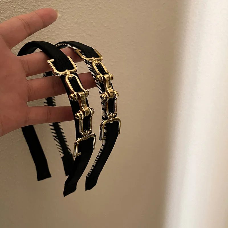 

Retro French black hair band women hair clip hair bundle versatile go out high pressure hair accessories designer headband