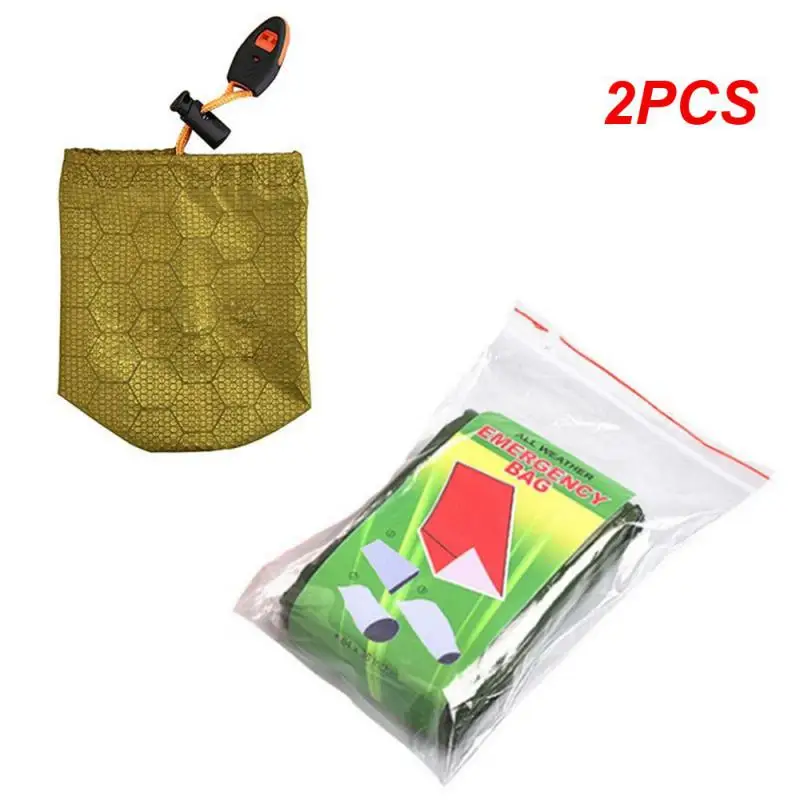 

2PCS Outdoor Emergency Survival Sleeping Bag Thermal Blanket Mylar Waterproof Reusable Sack Portable Camping Hiking Emergency