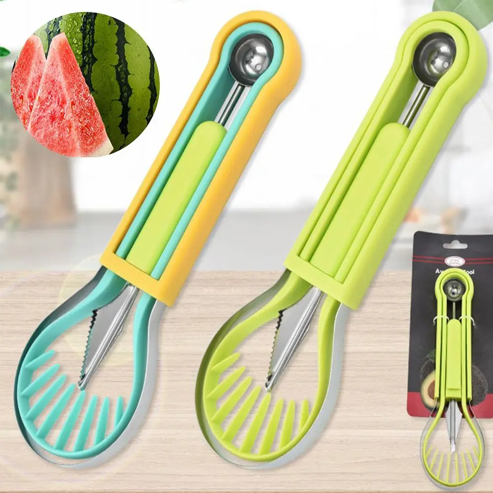 

1Pc New Fruit Spoon Creative Multifunctional 3 In 1 Dig Scoop Carving Knife Watermelon Slicer Separator Tool Kitchen Bar Gadget
