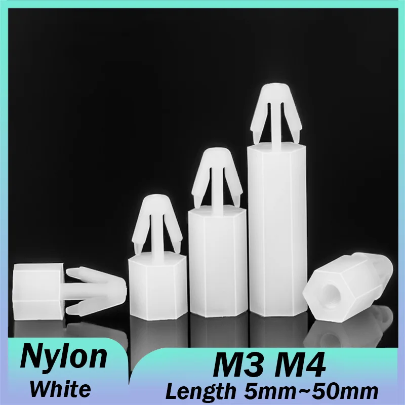 

Белый нейлон M3 M4 Snap * Составной винт с шестигранной резьбой для прокладок для печатных плат Фиксированные зажимы с шестигранной резьбой