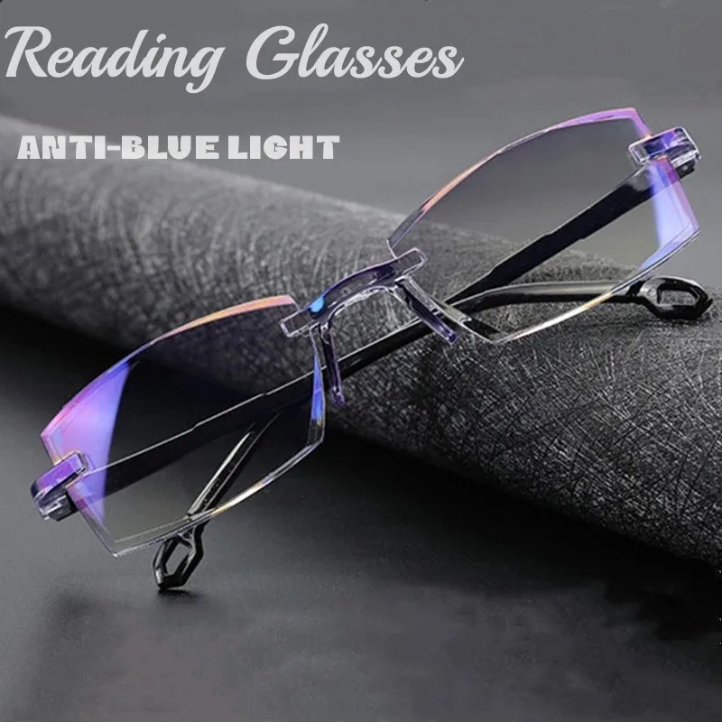 

Vintage Rimless Presbyopia Man Women Reading Glasses Blue Light Blocking Eyewear Ultralight Rimless Classic Eyeglasses