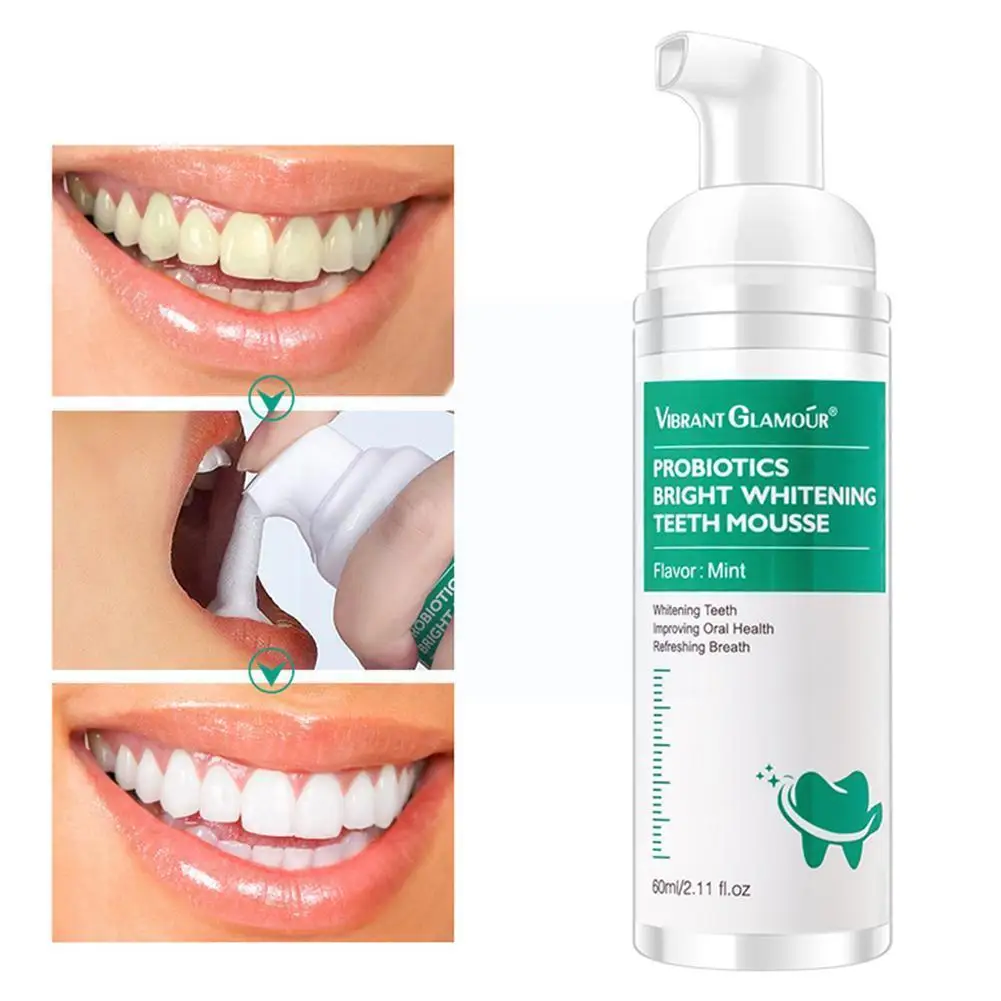 

Vibrant Glamour Tooth Whitening Mousse Mint Toothpaste Breath Teeth Odor Care Stains Remove Plaque Bright N0m1