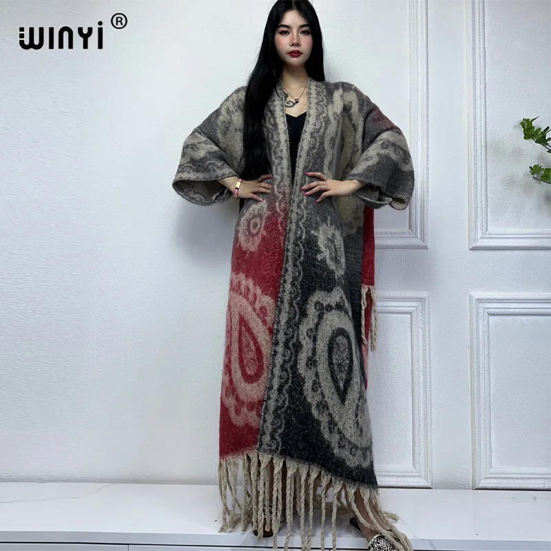Зимняя одежда WINYI новинка женское роскошное меховое Свободное пальто с принтом
