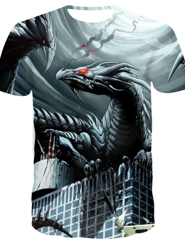 

Animal 3D Print Summer Shirt, Dragon, Men and Women, Casual Wide T-shirt, Round Collar, Short Sleeve, Loose, Breathable, Trend