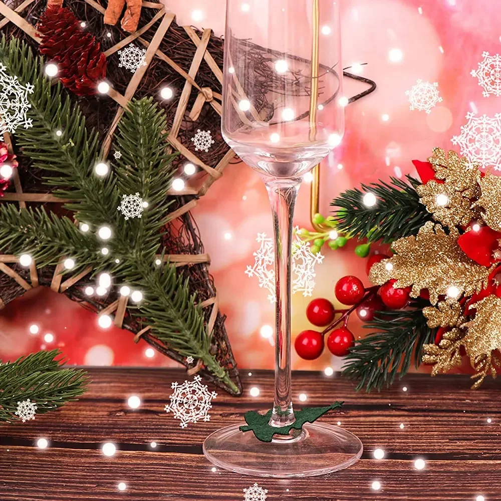 10 шт. рождественские фетровые стаканы для вина кольцо открыток украшение стола