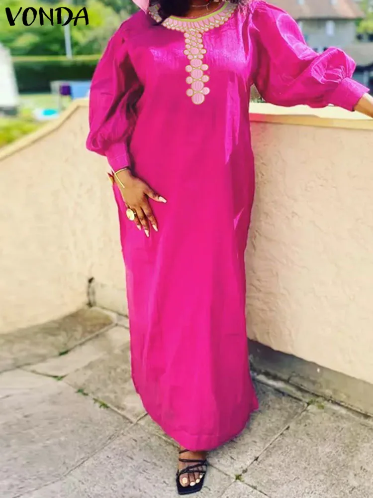 

Женское платье-макси с длинным рукавом-фонариком, свободного покроя