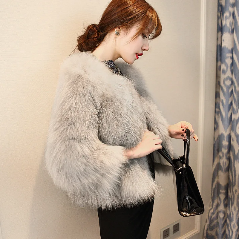 2022 Winter 9 Colors Short Faux Fur Coat Korean Version Fox Fur Slim Fit and Slim Ladies Fur Coat women winter jacket