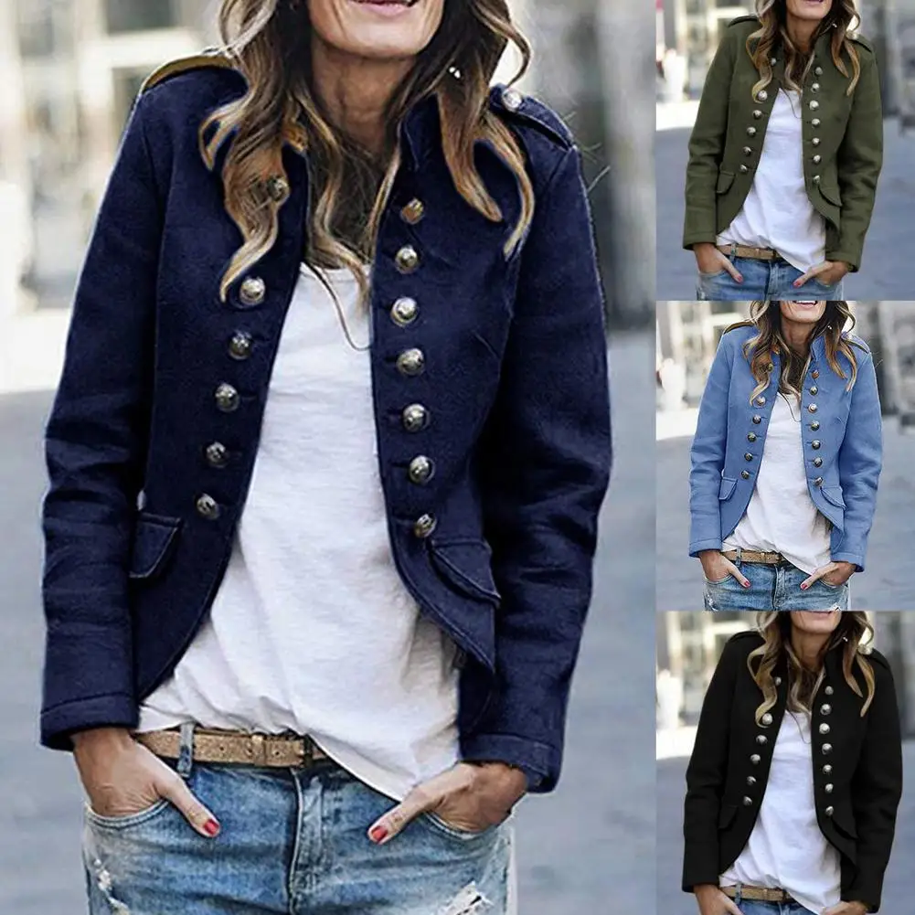 

Woolen Coat Cold Resistant Retro Jacket Chic All-Match Trendy Half High Collar Retro Jacket