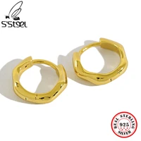 ssteel pure silver 925 gold geometric hoop earrings for women luxury trendy wedding funny unusual accessories fine jewelry