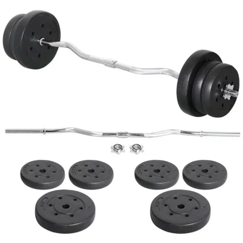

55lb Barbell Dumbbell Weight Set Gym Lifting Exercise Workout Olympic Bar Curl Bar