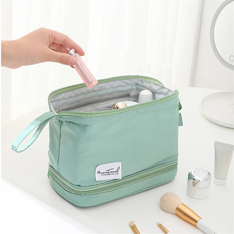

Women's Waterproof Double Layer Cosmetic Bag Portable Large Capacity Girls Wash Bag Travel Storage Bag For Women 1PC