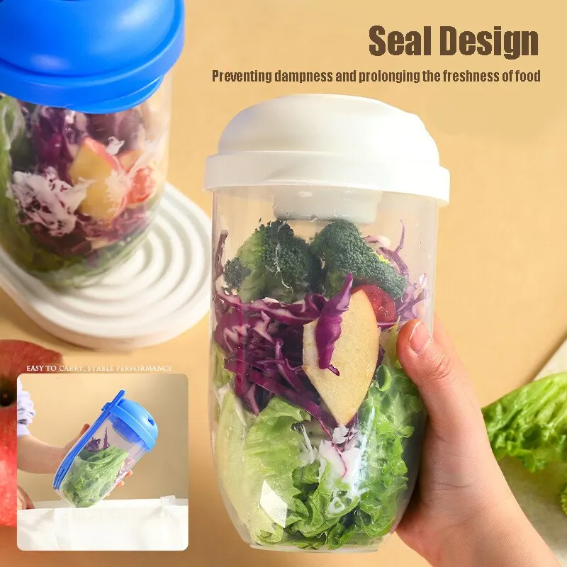 

Portable Breakfast Cups Cereal Nut Yogurt Salad Cup Container Set with Fork Sauce Bottle Food Storage Bento Box Lunch