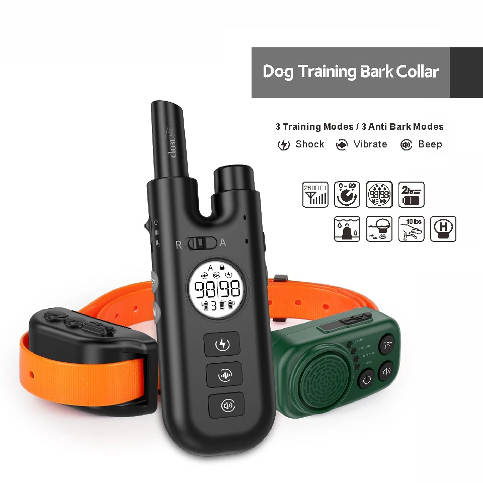 800m Dog Training Bark Collar With Hunting Beeper Collar Remote Dog Electric Shock Vibration Sound IPX7 for dogs accessories