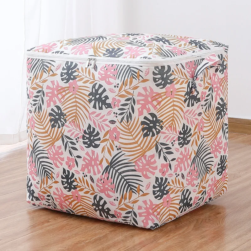 

Small Fresh Print Pattern Sundries Storage Bag Non-woven Home Clothes Quilt Dust-proof Storage Bag Zipper Wardrobe Organizer Bag