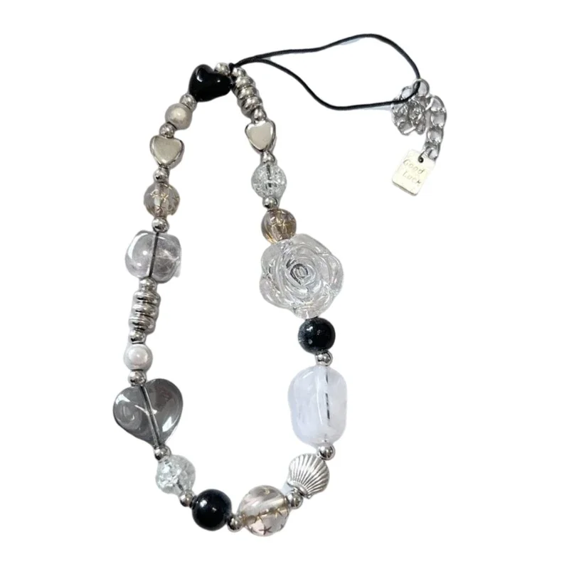 Элегантная цепочка для мобильного телефона с розовыми бусинами прочная подвеска