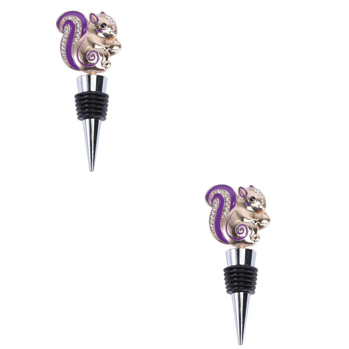 

2 Rhinestone Inlaid Bottle Stopper Practical Alloy Bottle Stopper