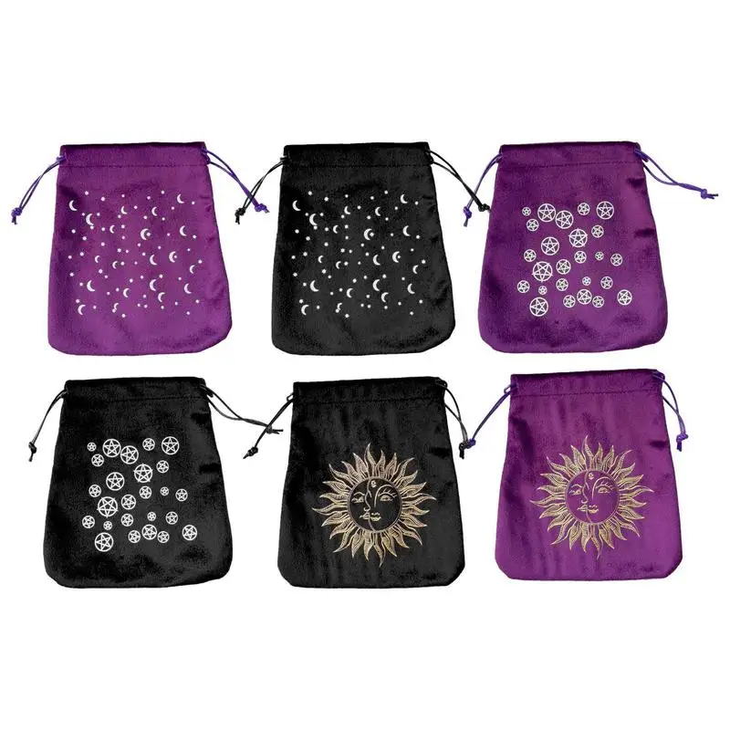 

Luxurious Velvet Moon Phase Tarots Oracle Cards Storage Bag Runes Constellation Witch Divination Accessories Jewelry Dice Bag