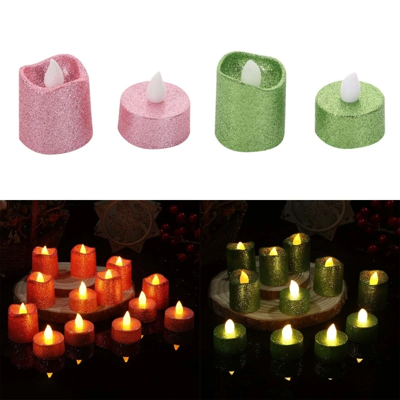 12pcs Flameless Votive Candle Battery Operated Glitter Flick