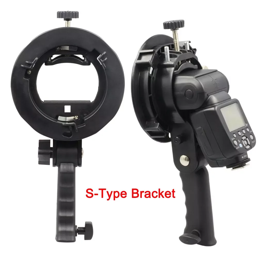 

S-Type Bracket NEW Handheld Grip Bowens S Mount Holder for Speedlite Flash Snoot Softbox Beauty Dish Honeycomb for Godox Flash