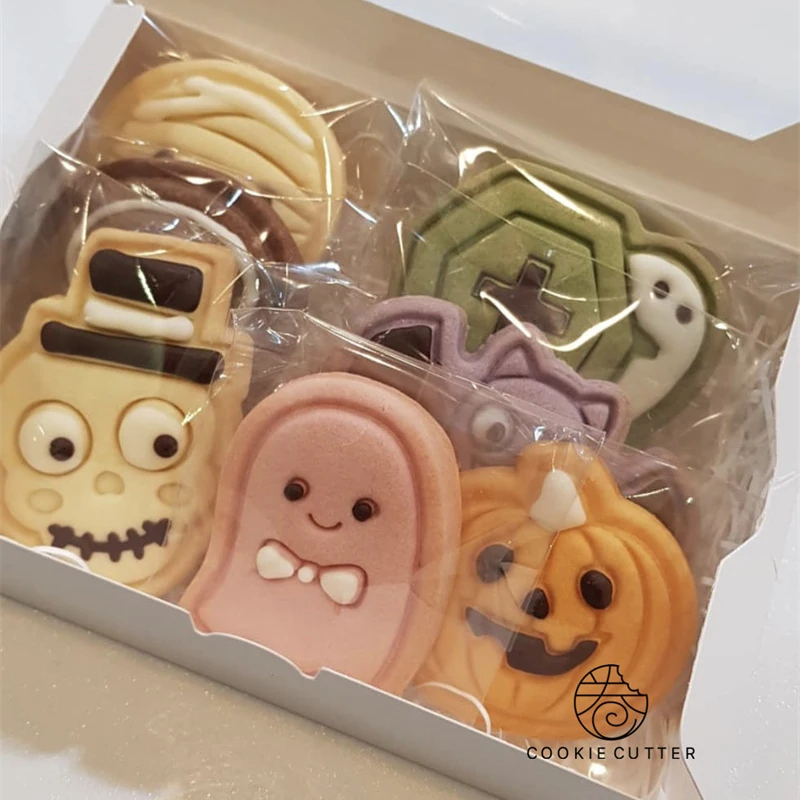 

Halloween Cookie Cutter Cute Halloween Cookie Stamp Mold Fondant Biscuit Decoration Mold Frosting Cookies Baking Tools Bakeware