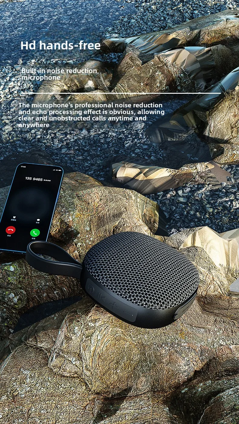 Фото Портативная мини-колонка VYOPBC с Bluetooth, водонепроницаемая, с тканевой обшивкой, поддержкой TF-карт, магнитная, для использования на улице. №5
