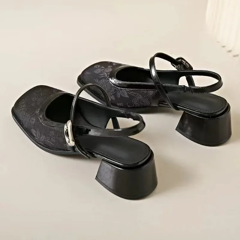 Винтажные черные сандалии Мэри Джейн женские нескользящие повседневные офисные