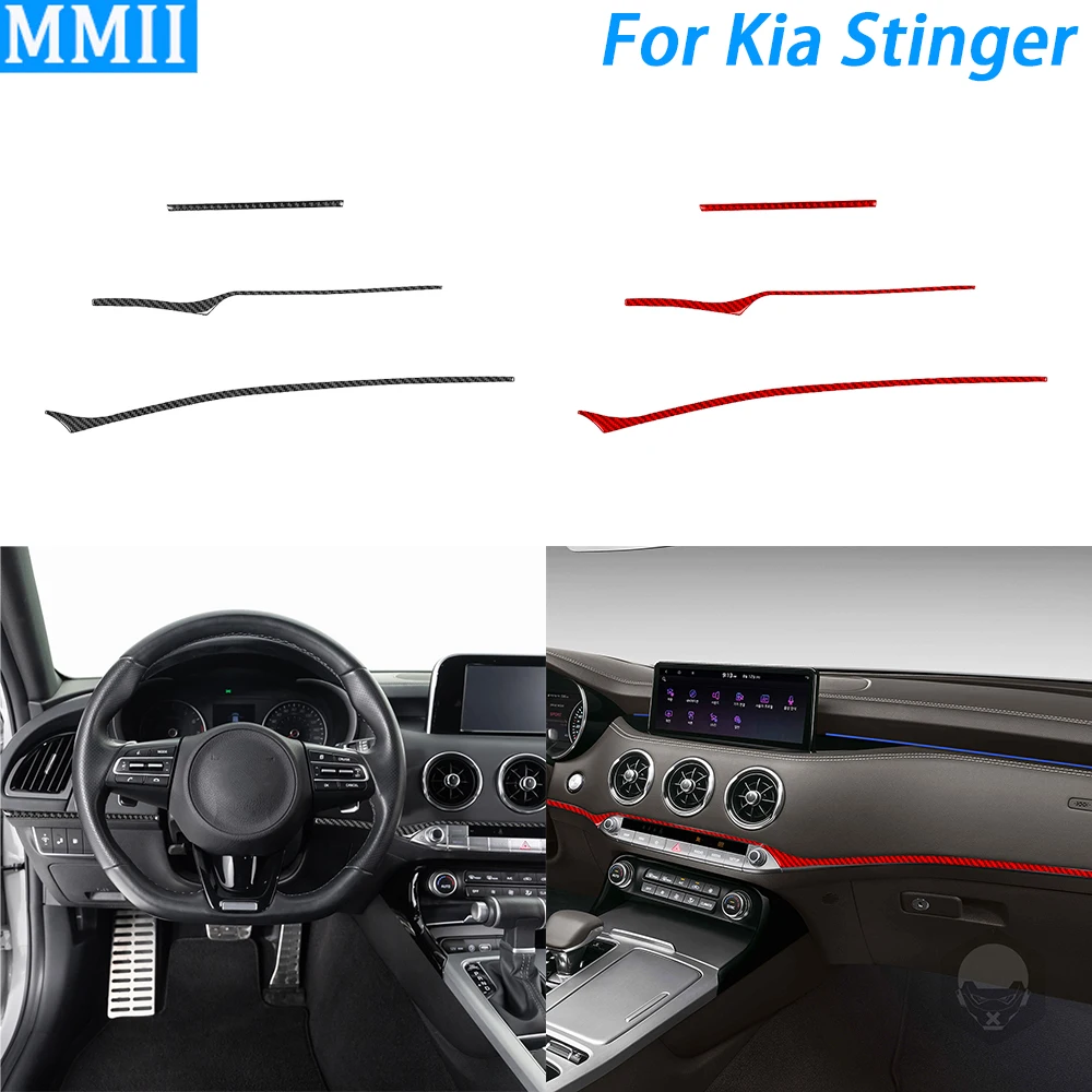 

For Kia Stinger 2019-23 Carbon Fiber Dashboard Panel Decorative Strips Car Interior Decoration Retrofitting Accessories Sticker