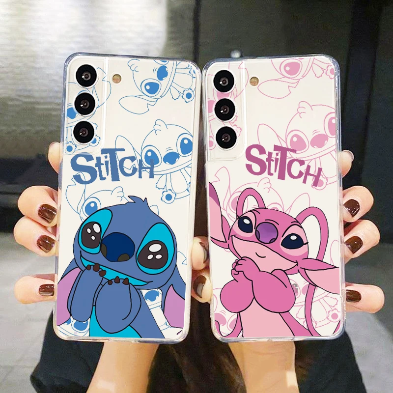 

Stitch Lilo Angel For Samsung Galaxy S23 S22 S21 S20 Ultra Plus Pro S10 S9 S8 S7 4G 5G Transparent Soft Phone Case Coque Capa