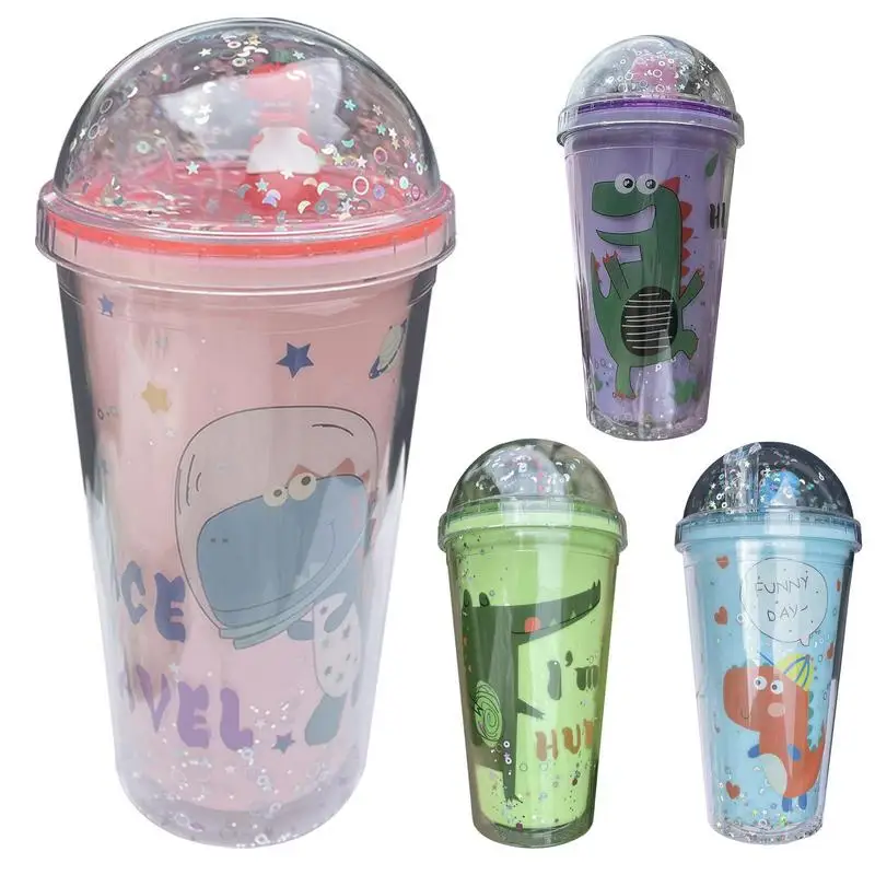 Kids Leakproof Straw Water Cup Insulated Water Bottle Double