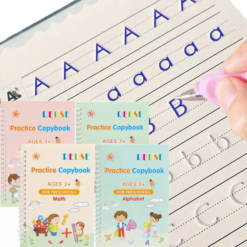 

Reusable Magic Copy Book Free Wiping Children Kids Writing Sticker Practice English Copybook Pen For Calligraphy Montessori Gift