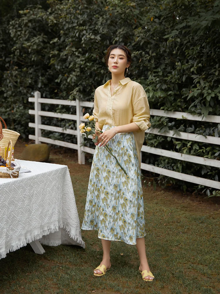 Юбка-трапеция DUSHU Женская Офисная свободная французская тонкая трапециевидная