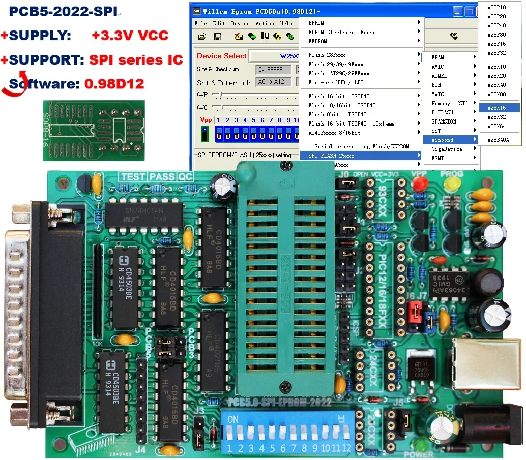 Фото Многофункциональный программатор PCB50A Willem, записывающее устройство EPROM, флеш-накопитель с одним чипом, микрокомпьютер, материнская плата BIOS, запись №3