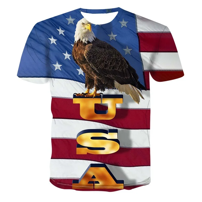 

Trend USA Flag Men's and Women's Unisex 3D Printed Short Sleeve Casual O-Neck Harajuku Summer Cool T-shirt