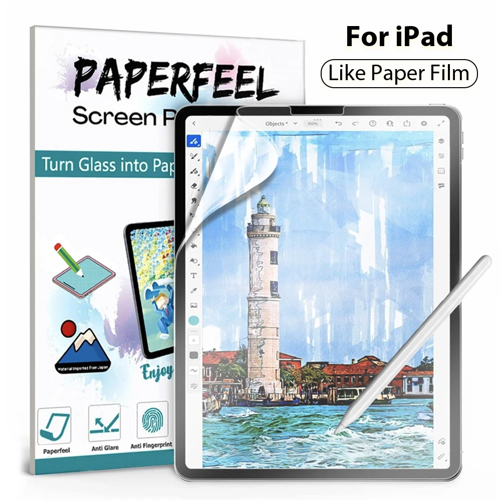 Как бумажная пленка для iPad 10-го поколения Pro 13 11 M4 M2 2024 Защитная экрана 12.9 Air 5 4 3 2 9th
