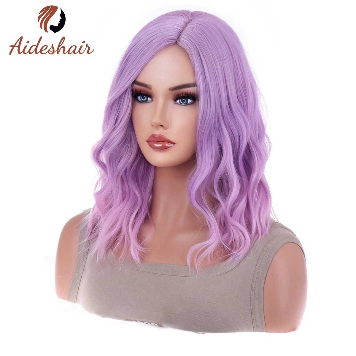 Aideshair Ombre Короткий Боб Синтетический Парик Для Женщин С Челкой Объемная Волна