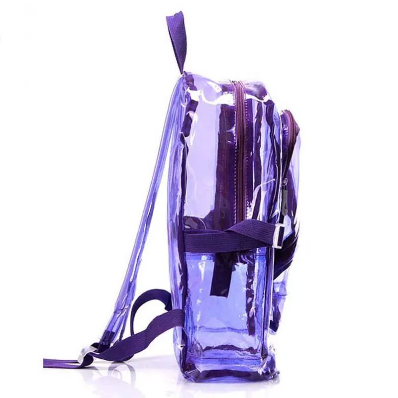Women`s Clear Backpack Transparent PVC Backpack Waterproof Bags Student School bags - Purple