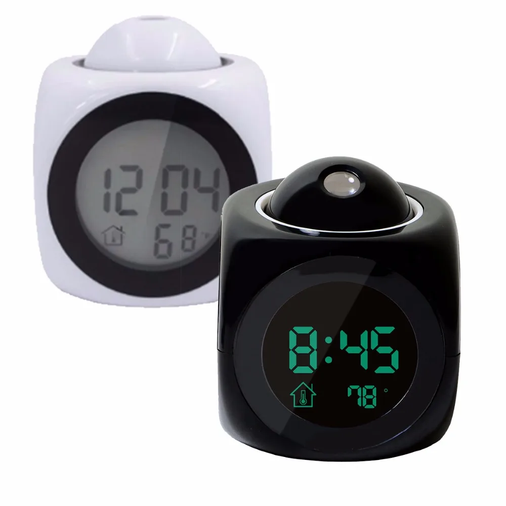 

Projection Led Time Digital Alarm Clock Voice Prompt Thermometer Snooze Function