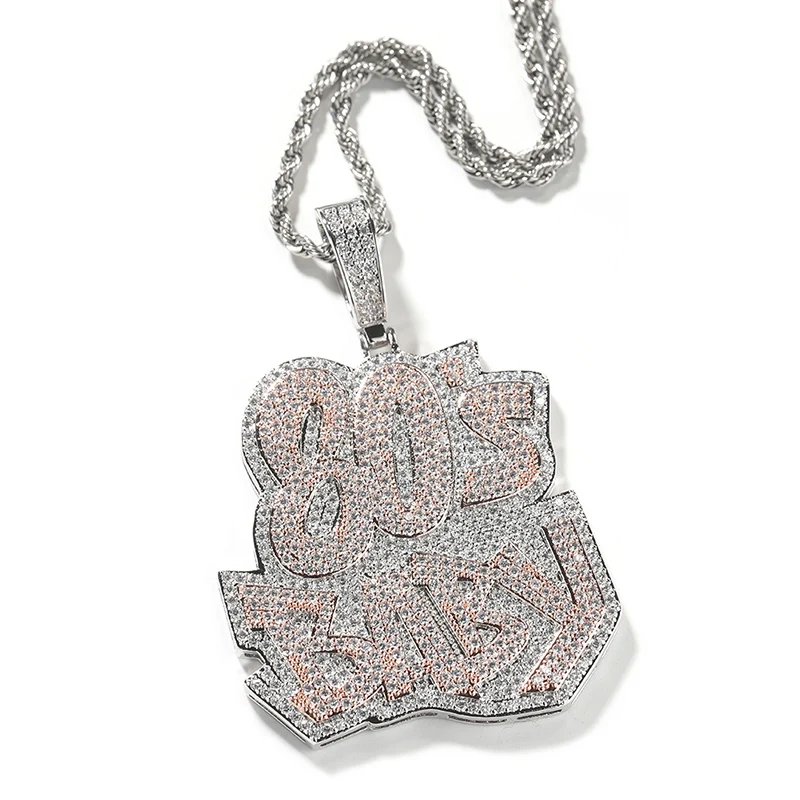 Хип-хоп 3A + CZ камень с покрытием Bling Iced Out 80-х годов детские подвески ожерелья для
