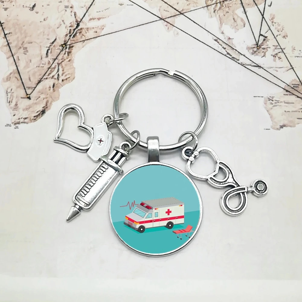 Новинка 2022 кольцо для ключей скорой помощи со стеклянным куполом