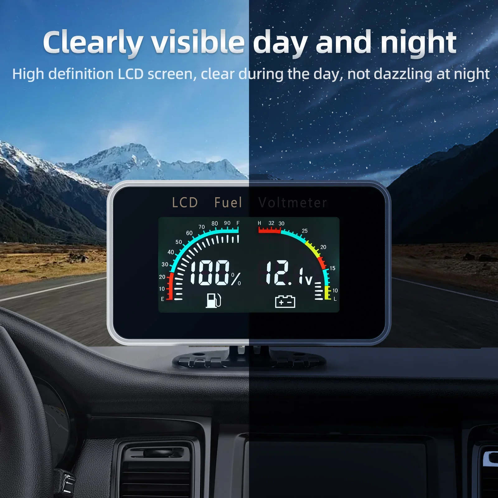 2 в 1 Автомобильный датчик уровня топлива + Вольтметр ЖК цифровой универсальный
