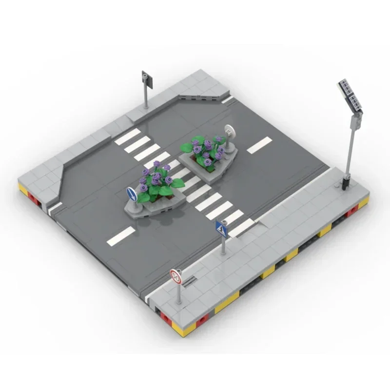 Модель City Street View Moc Building Bricks Городская дорожная система Технология Модульные